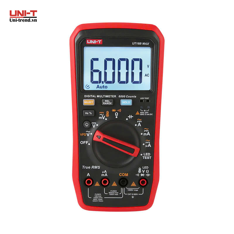Đồng hồ vạn năng điện tử UNI-T UT18B MAX (1000V, 10A, TrueRMS, 500°C, Auto)